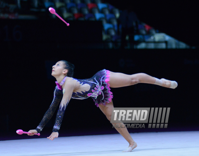 Day 2 of FIG World Cup Final in Rhythmic Gymnastics kicks off in Baku. Azerbaijan, Baku, 23 July 2016